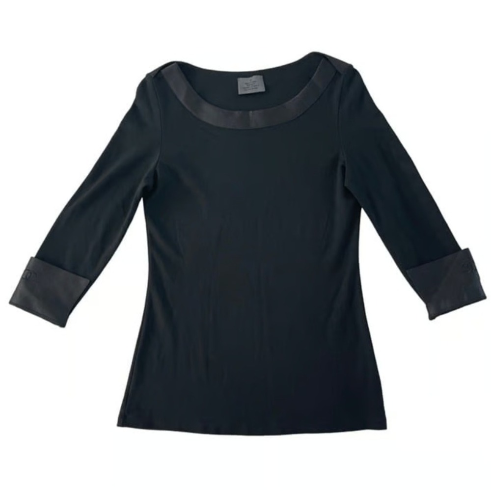Chanel Women's XS Vintage Black Quilted Cuff Top Detail Classic Elegant Designer